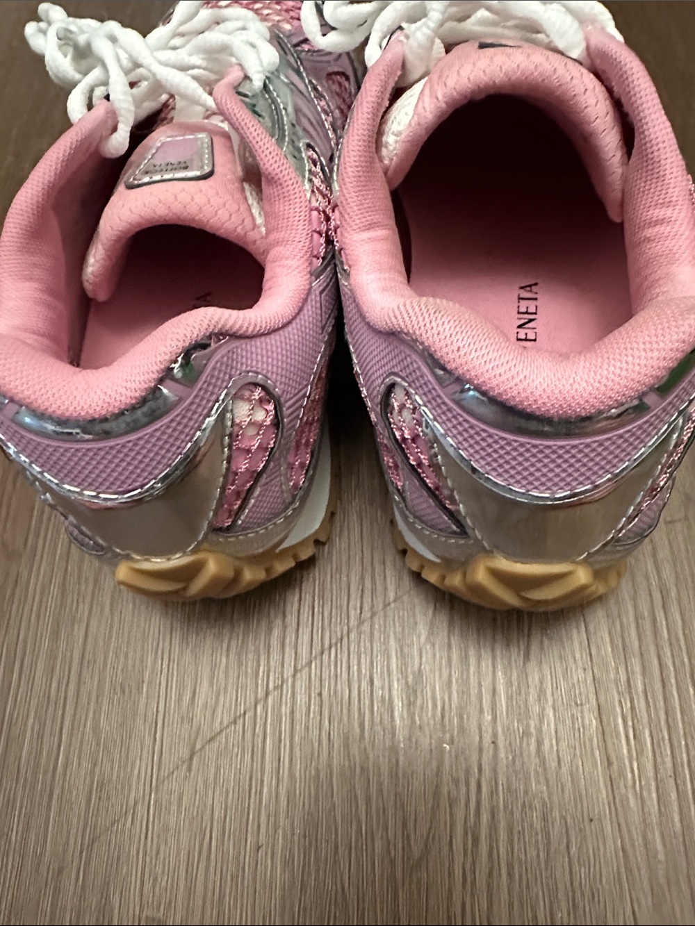 Bottega Veneta Pink Mesh Sneakers with Silver Trim - Picture 3 of 5